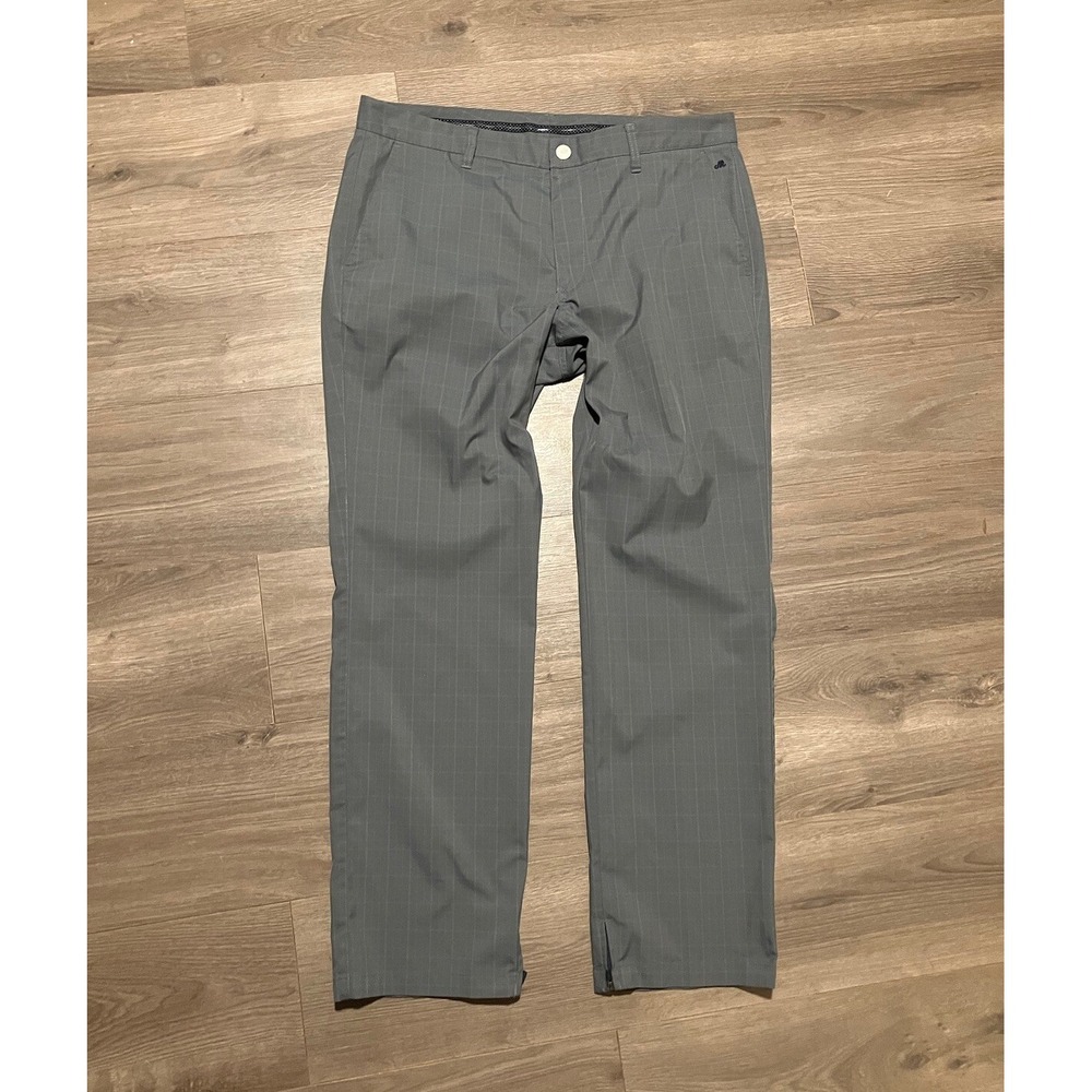 Bonobos Maide Golf Pants Size 36x31 Gray Check Stretch Performance Ankle Zip